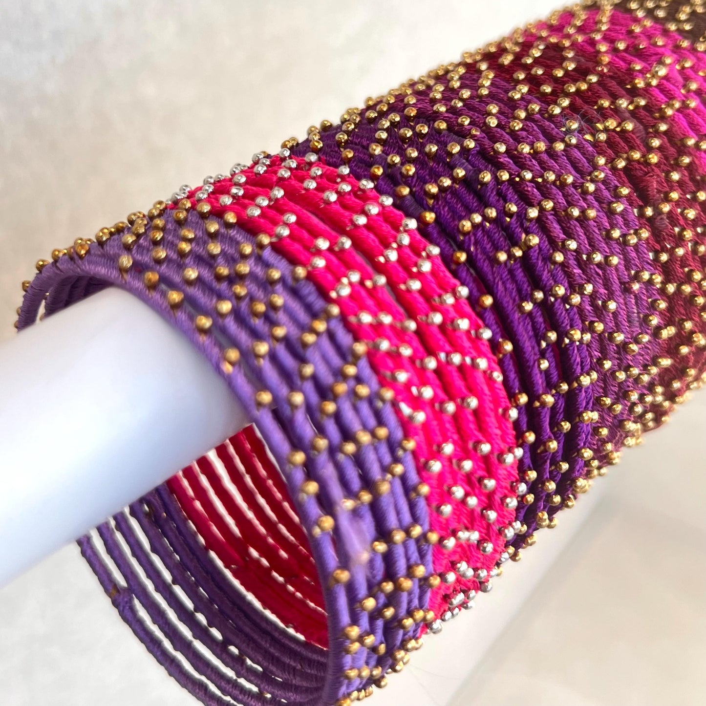 Purple Shades/Thread Coloured Bangle Block/ Collection/ Set/ Indian/ Pakistani Bangles/ 2.6 Small Bangles