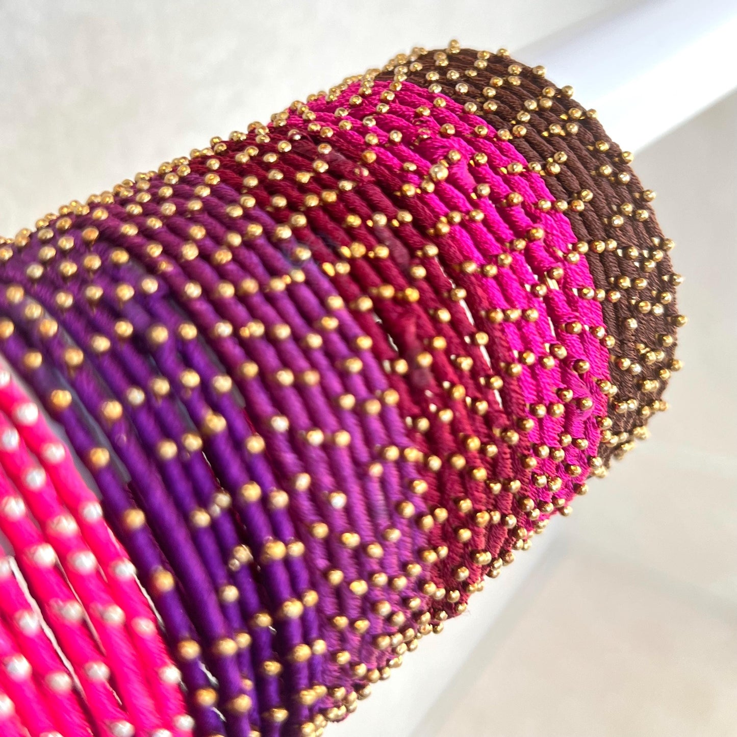Purple Shades/Thread Coloured Bangle Block/ Collection/ Set/ Indian/ Pakistani Bangles/ 2.6 Small Bangles
