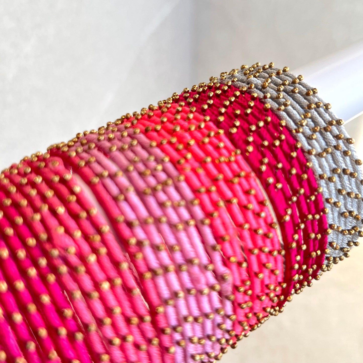 Pink/ Rose Shades/Thread Coloured Bangle Block/ Collection/ Set/ Indian/ Pakistani Bangles/ 2.6 Small Bangles