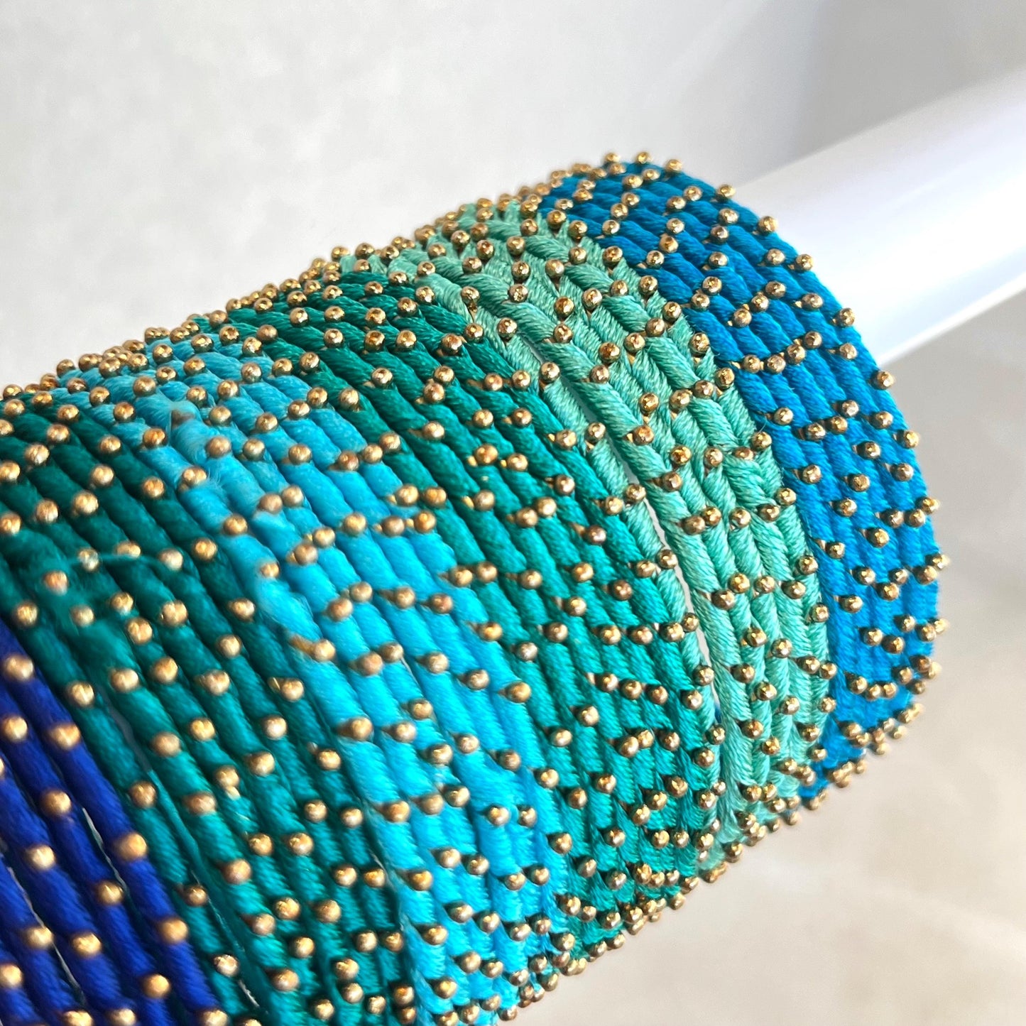 Blue/Teal/Turquoise Shades/Thread Coloured Bangle Block/ Collection/ Set/ Indian/ Pakistani Bangles/ 2.6 Small Bangles