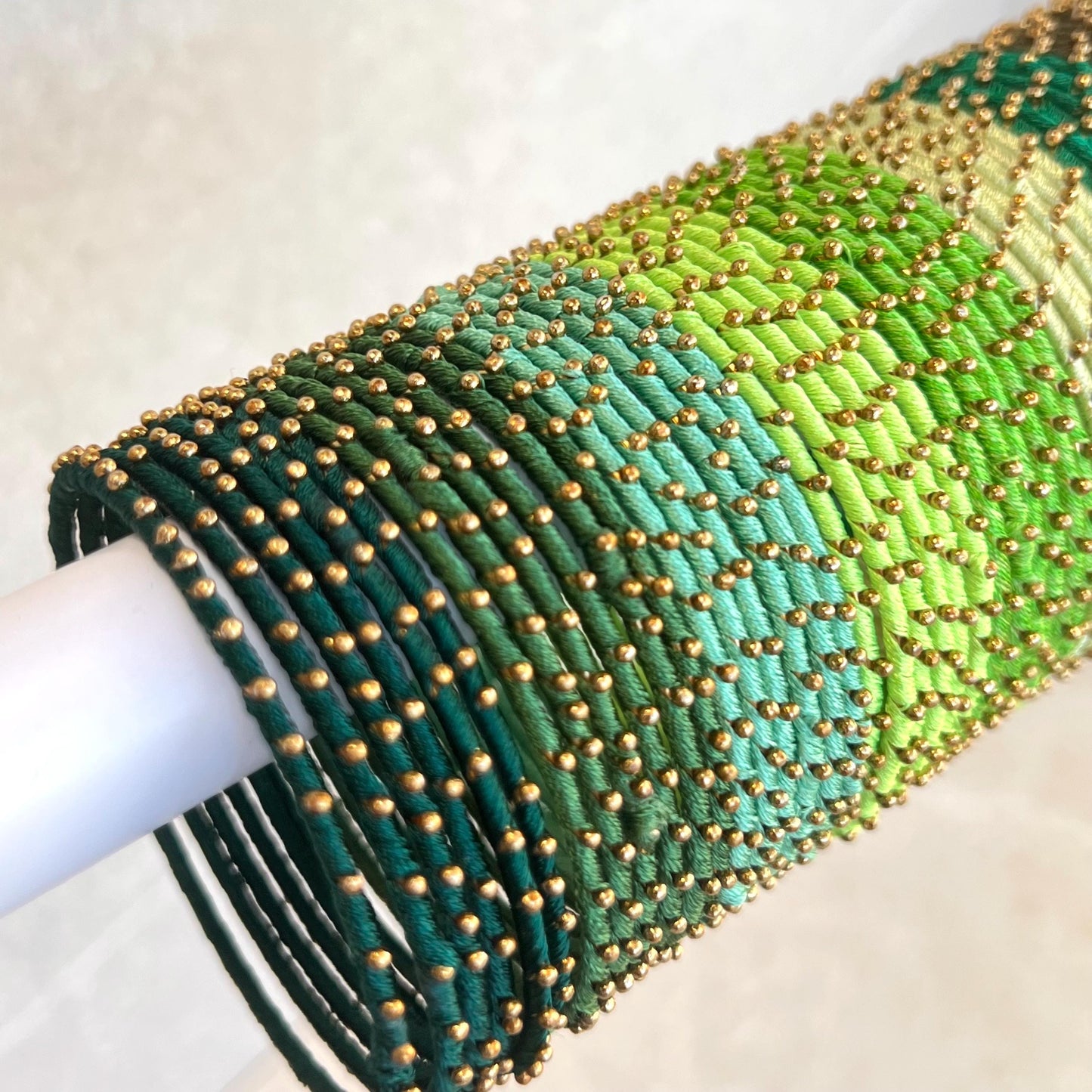 Green Light and Dark Shades/Thread Coloured Bangle Block/ Collection/ Set/ Indian/ Pakistani Bangles/ 2.6 Small Bangles