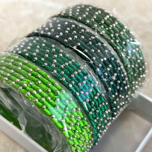 Green Shades/Thread Coloured Bangle Block/ Indian/ Pakistani Bangles/ 2.6 Small Bangles/ 6 single colours in pack