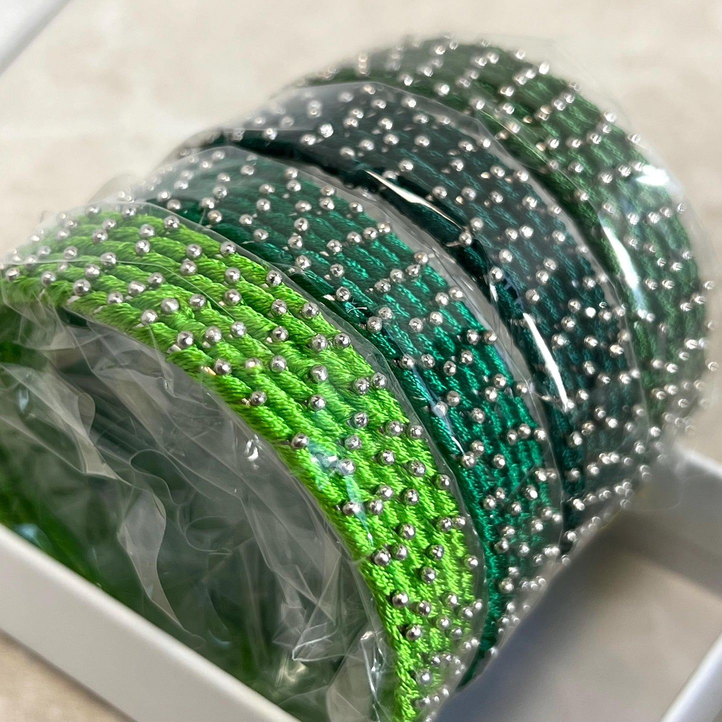 Green Shades/Thread Coloured Bangle Block/ Indian/ Pakistani Bangles/ 2.6 Small Bangles/ 6 single colours in pack