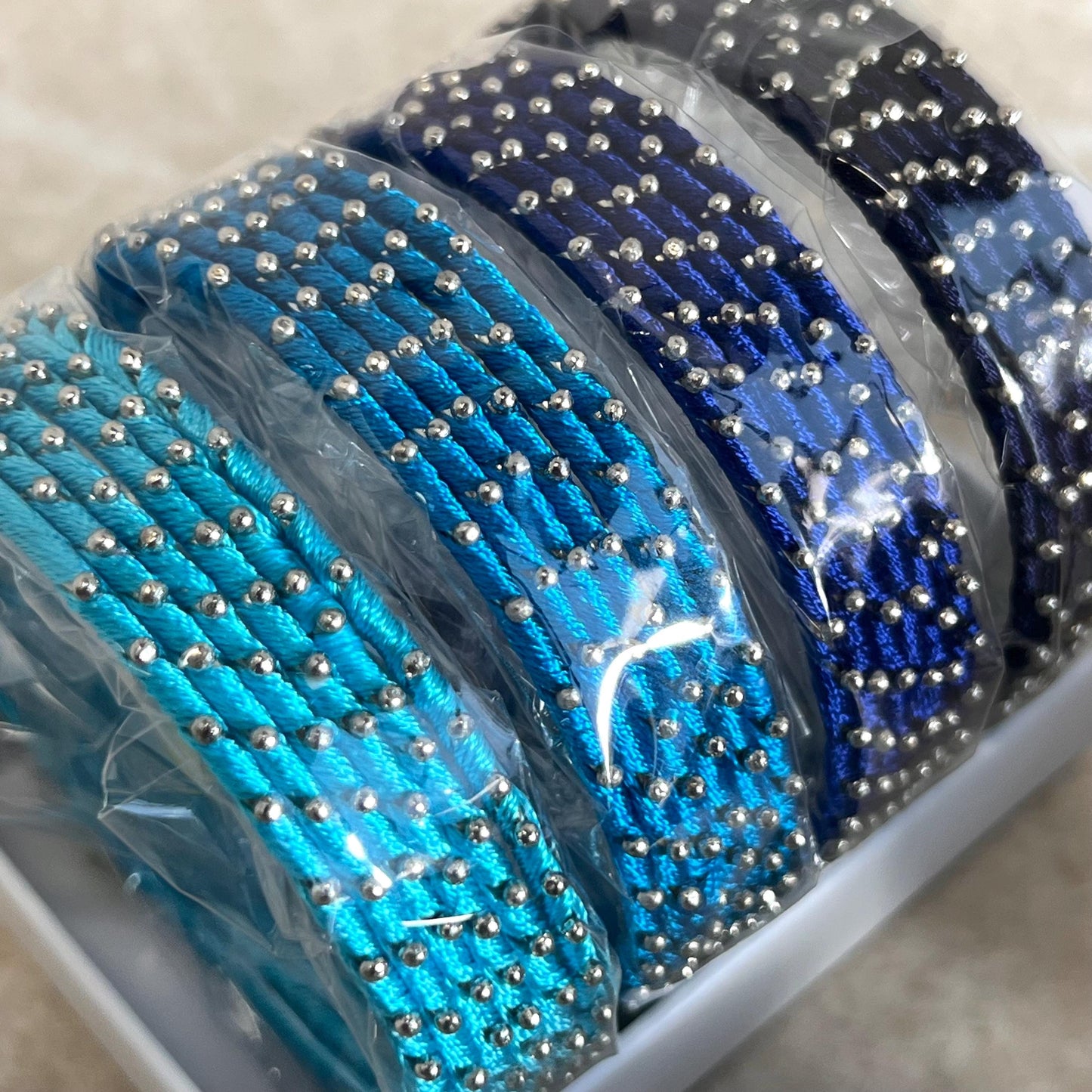 Blue Navy Shades/Thread Coloured Bangle Block/ Indian/ Pakistani Bangles/ 2.6 Small Bangles/ 6 single colours in pack