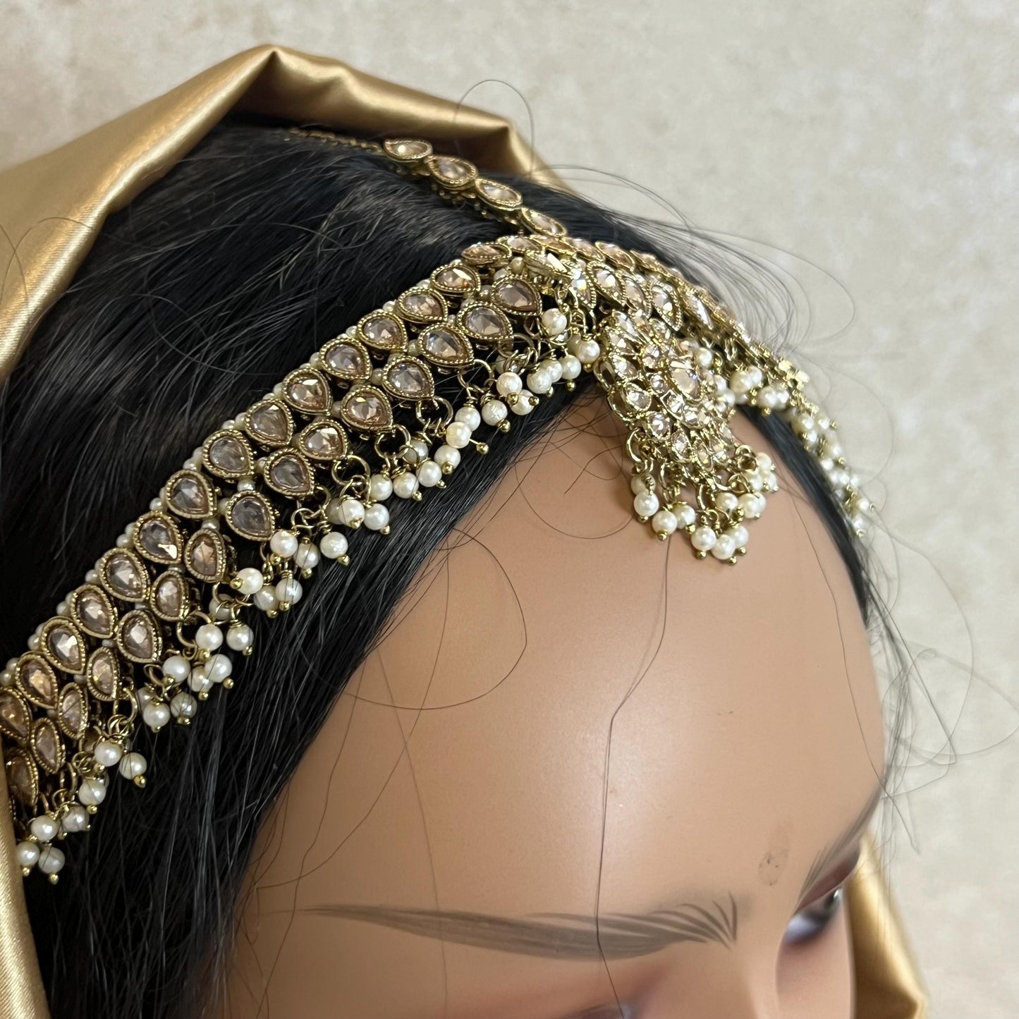 Antique Golden Mathapatti (Indian Headband)/Pakistani/Fashion Jewellery/ Bridal Forehead Jewellery Headpiece/Bollywood /phoolpatti