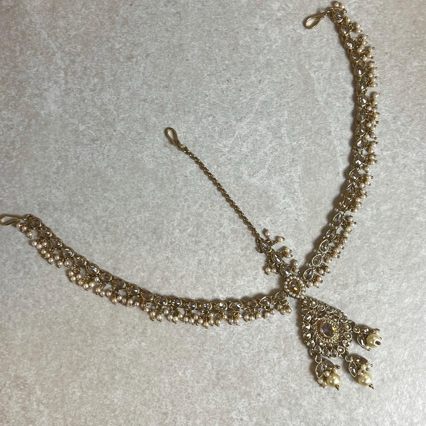 Antique Golden Mathapatti (Indian Headband)/Pakistani/Fashion Jewellery/ Bridal Forehead Jewellery Headpiece/Bollywood /phoolpatti