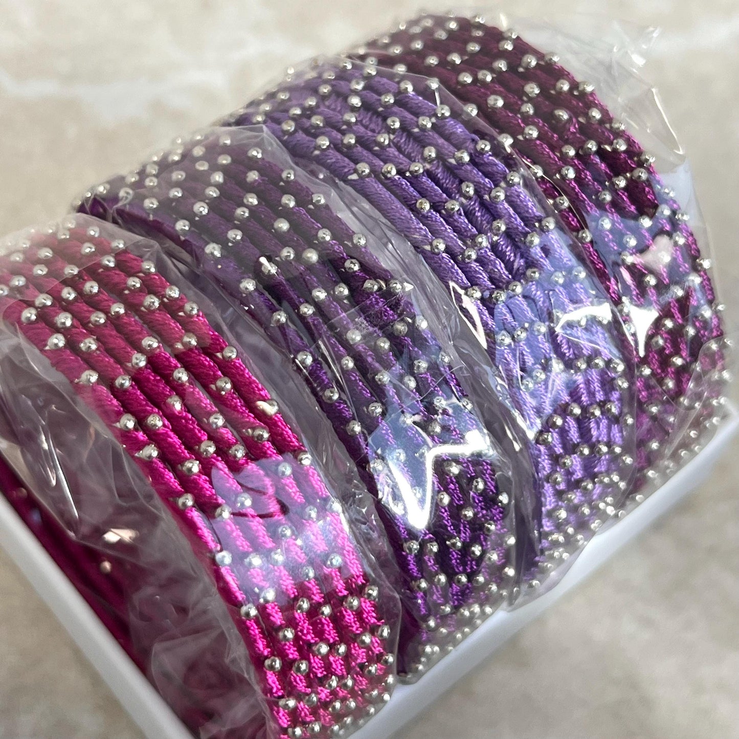 Purple Shades/Thread Coloured Bangle Block/ Indian/ Pakistani Bangles/ 2.6 Small Bangles/ 6 single colours in pack