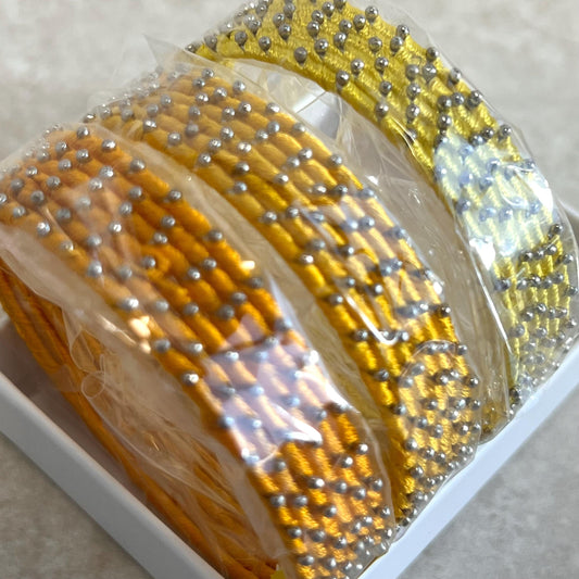 Yellow Shades/Thread Coloured Bangle Block/ Indian/ Pakistani Bangles/ 2.6 Small Bangles/ 6 single colours in pack