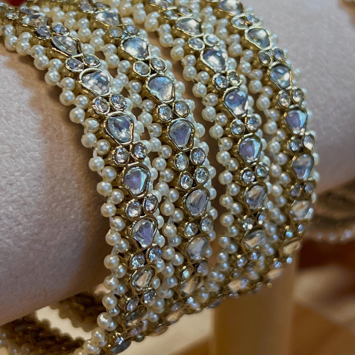 Chunky Jhumka Bangles (Pair)/Indian/ Pakistani/Jewelley/ Fashion Bracelet/ Clear Gold or Silver in 2.6 only