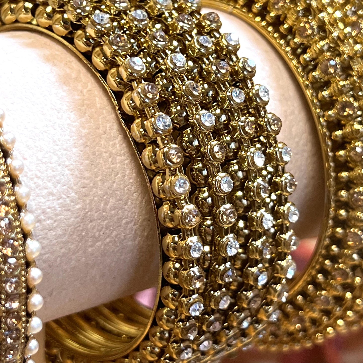Variety of End Antique Gold Bangles with Rhinestone Detail In 2.6 only/ Indian/ Pakistani Bangles/ Make Your Own Set/ Ethnic Jewels: Bracele