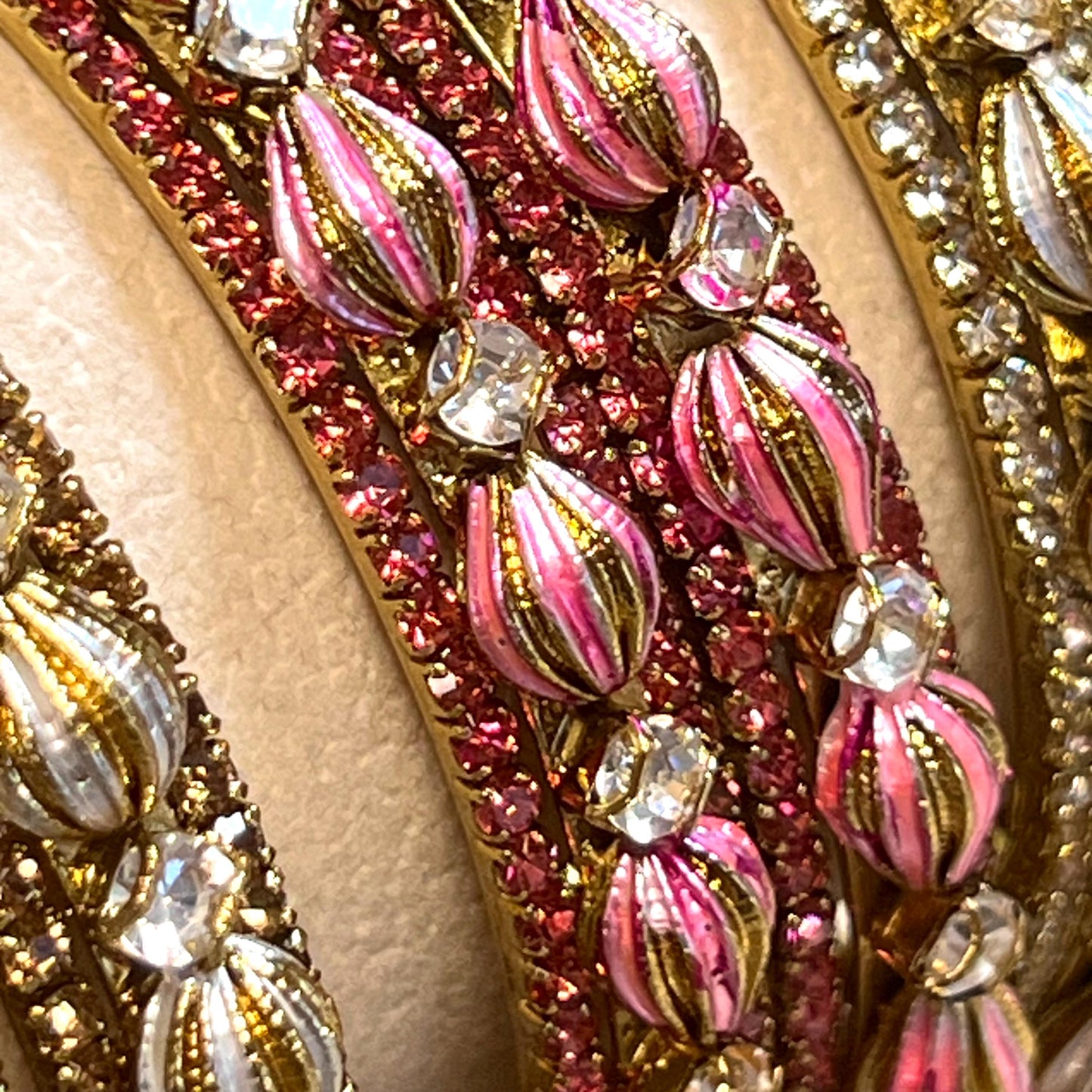 Set of 2 Retro Rhinestone Bangles - Antique Gold Base/ Golden or Clear Indian/ Pakistani/Jewelley/ Fashion Bracelet/2.6 only /Choose Colour