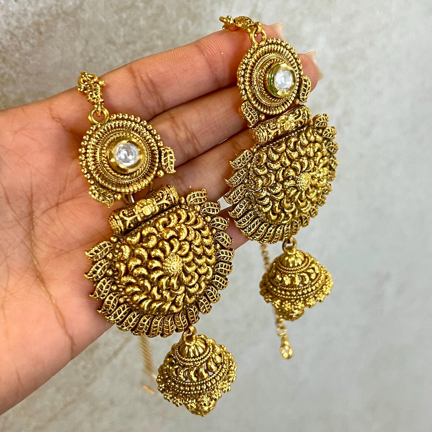 Antique Gold Temple Gold Chunky Choker Set with Earring/ Indian/ Pakistani/Fashion Jewellery/ Gift for Women