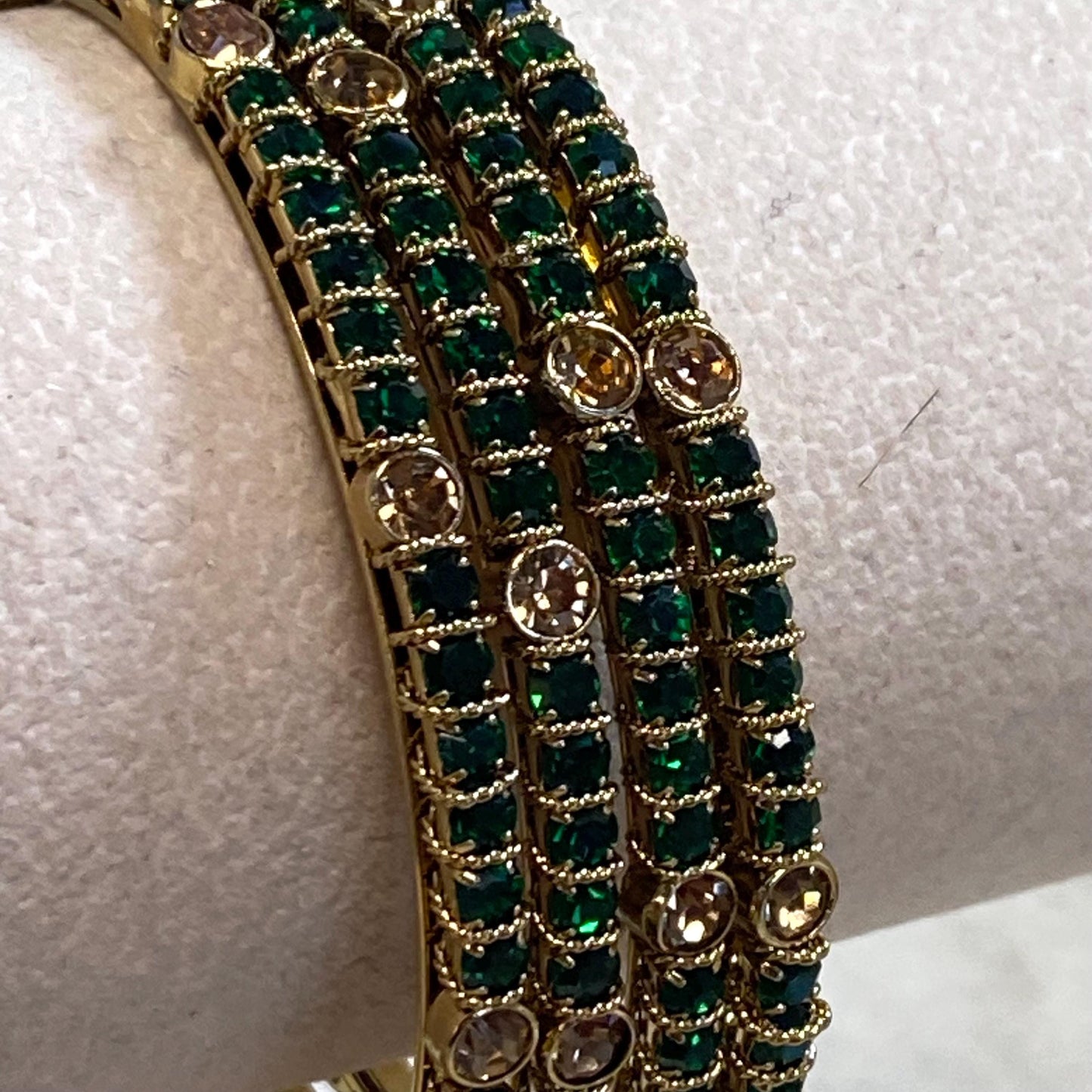 Set of 4 Rhinestone Bangles - Antique Gold Base/ Golden Stones Indian/ Pakistani/Jewelley/ Fashion Bracelet/2.8 only / Choose Colour