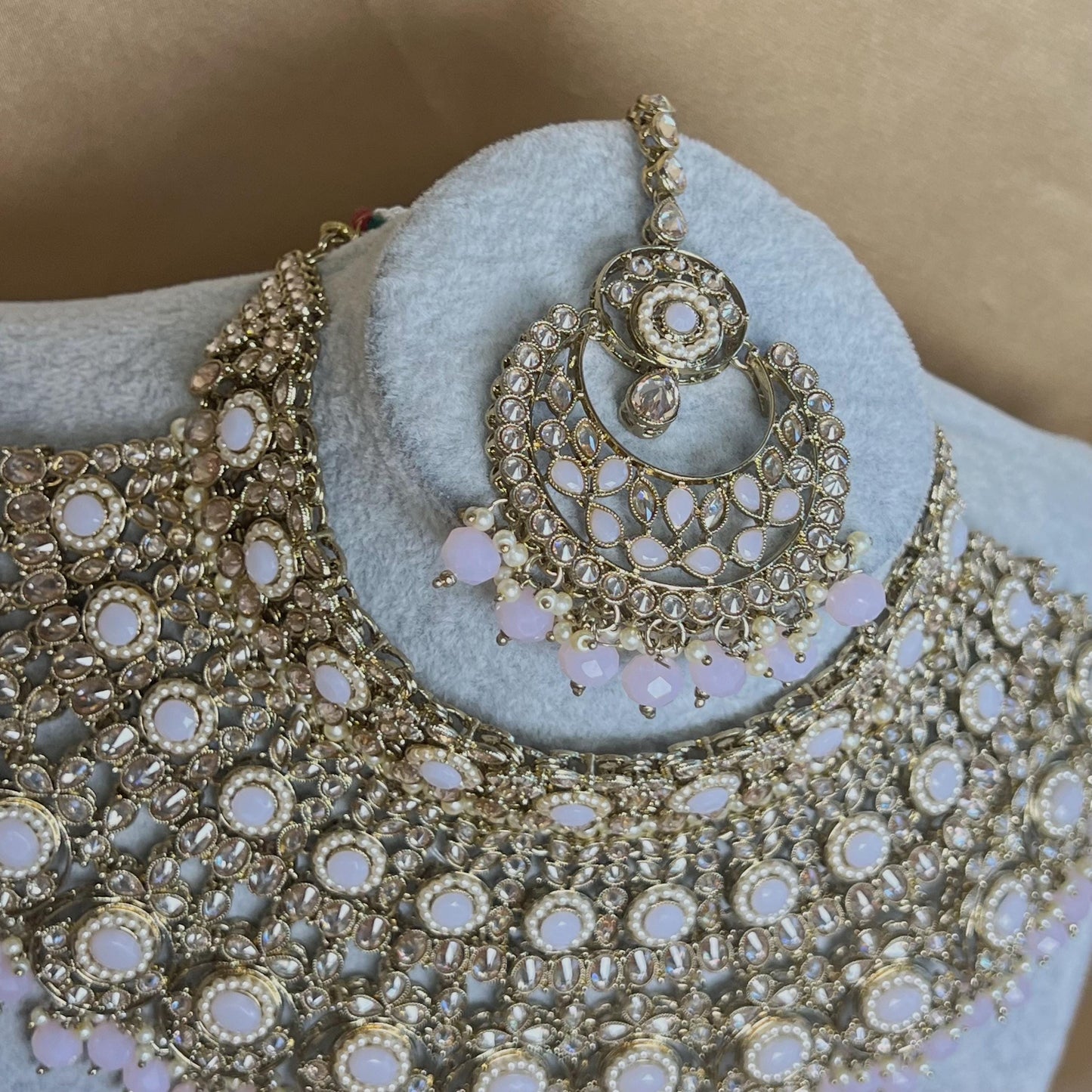 Pink & Champagne Bridal Necklace set Indian/ Pakistani Style/ Wedding/ Fashion Jewellery/ Necklace set