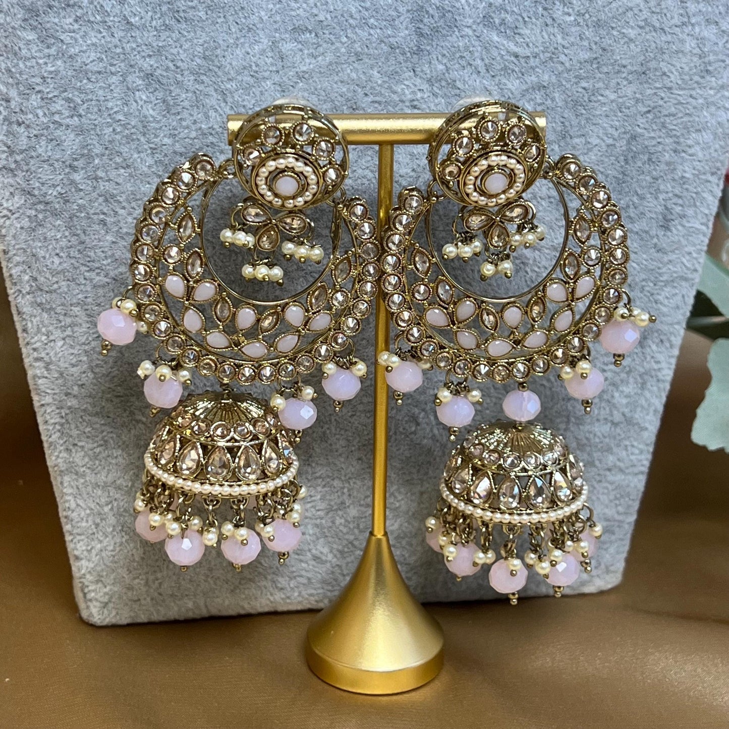 Pink & Champagne Bridal Necklace set Indian/ Pakistani Style/ Wedding/ Fashion Jewellery/ Necklace set