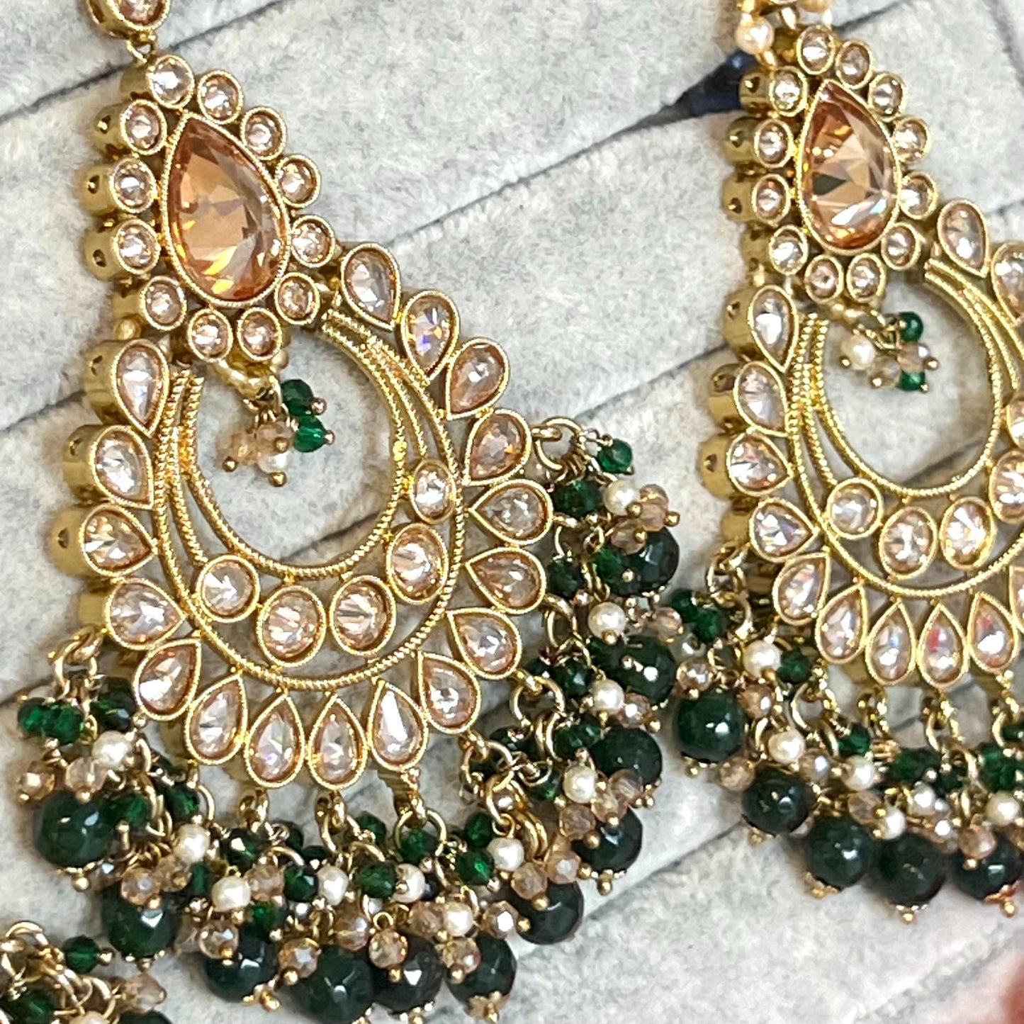 Green Bridal Necklace set Indian/ Pakistani Style/ Wedding/ Fashion Jewellery/ Necklace set