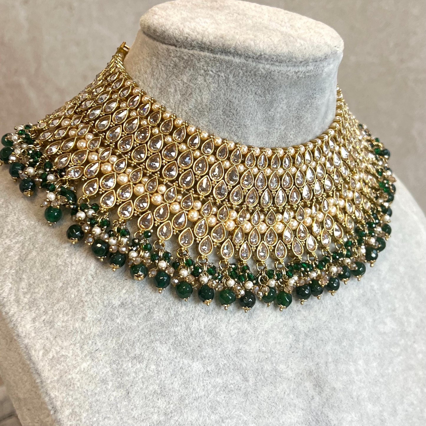 Green Bridal Necklace set Indian/ Pakistani Style/ Wedding/ Fashion Jewellery/ Necklace set