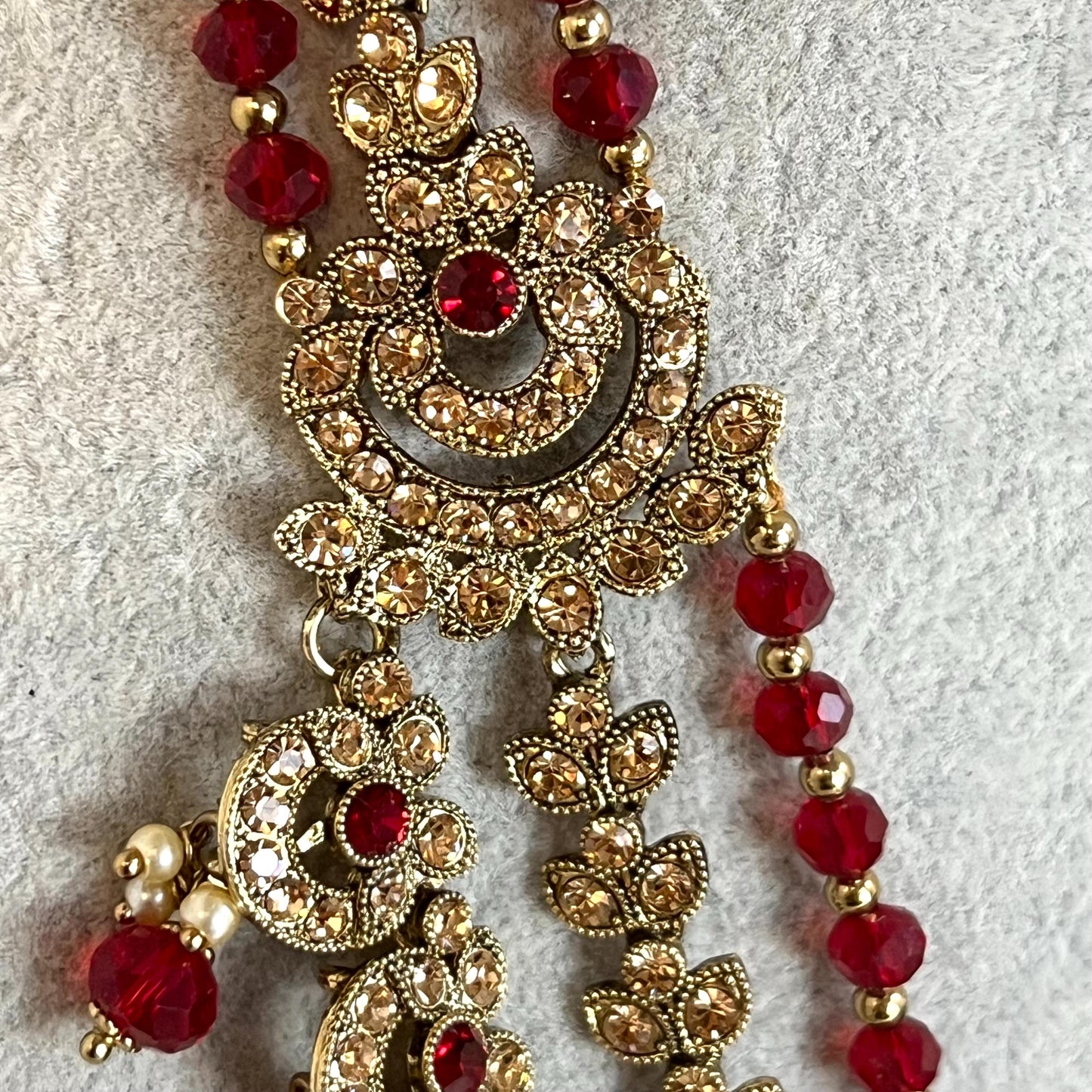 Maroon- Antique Gold with Golden Rhinestone/ Long Mala/ Haar/ Long Necklace/ Unique Style/ Indian/ Pakistani/Fashion Jewellery/ Gift for her