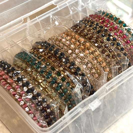 Assortment of Colour Bangle Set - Antique Gold Base with Rhinestones/ Indian/ Pakistani/Jewelley/ Fashion Bracelet/2.6 only/ 24 Bangles