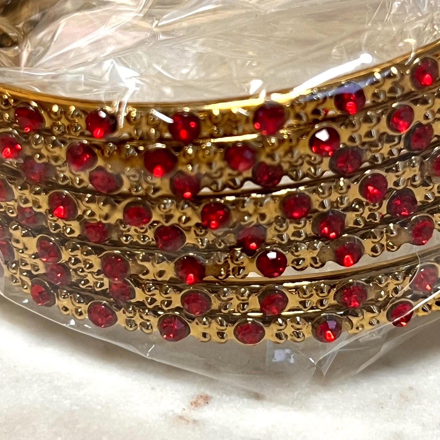 Set of 8 Rhinestone Bangles - Antique Gold Base/ Golden Stones Indian/ Pakistani/Jewelley/ Fashion Bracelet/2.6 only / Choose Colour