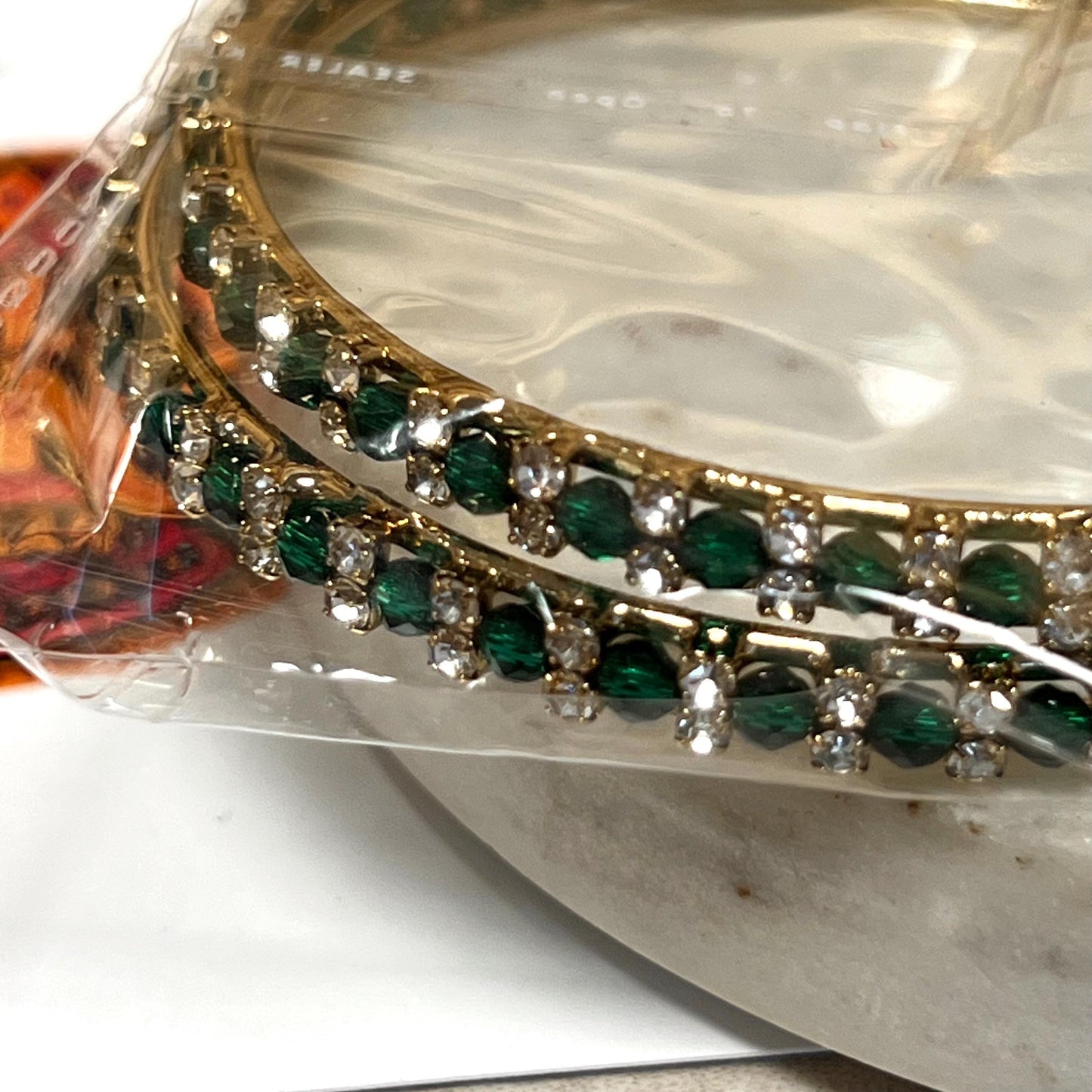 Set of 2 Rhinestone Bangles - Antique Gold Base/ Golden Stones Indian/ Pakistani/Jewelley/ Fashion Bracelet/2.6 only / Choose Colour