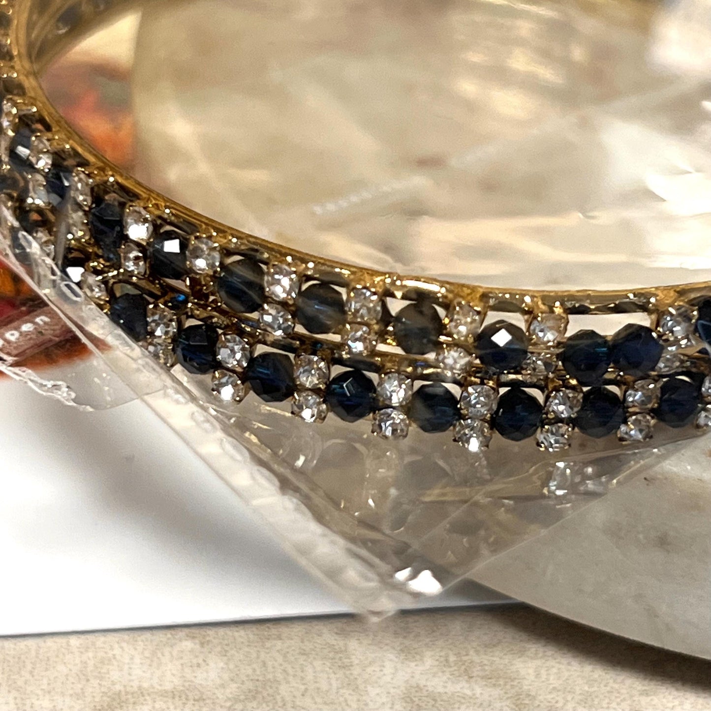 Set of 2 Rhinestone Bangles - Antique Gold Base/ Golden Stones Indian/ Pakistani/Jewelley/ Fashion Bracelet/2.6 only / Choose Colour