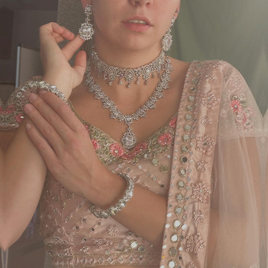 Silver Necklace & Choker Diamante Necklace with Earring/Reception/Christmas/New Years Party/Fashion Jewellery/ Gift for Women