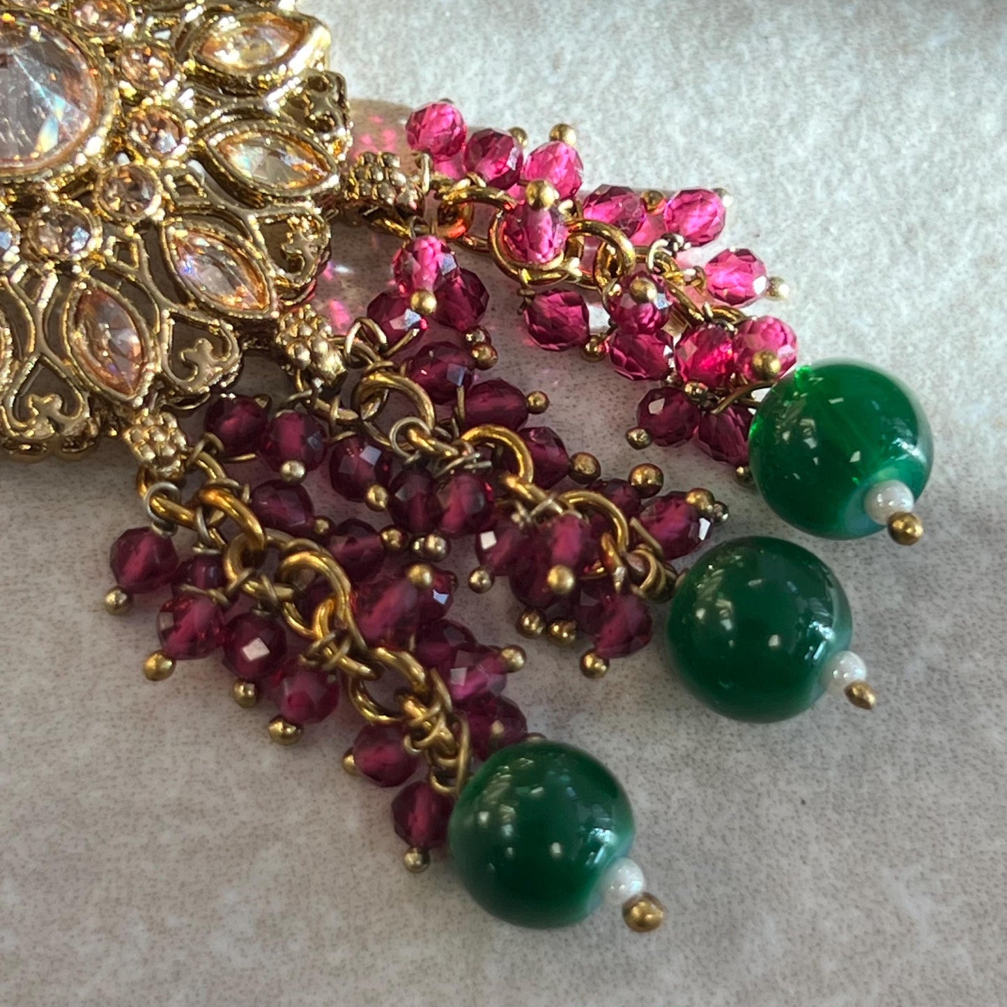 Green Bridal Necklace set Indian/ Pakistani Style/ Wedding/ Fashion Jewellery/ Necklace set