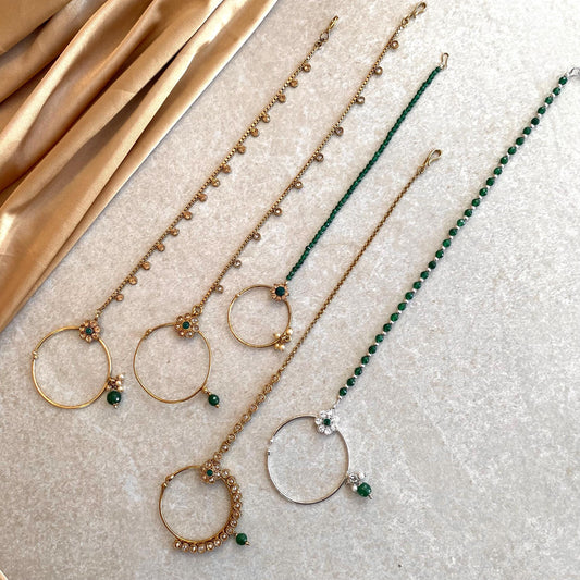 GREEN Non-Piercing Slide Type Nose Ring - Green/ Fashion Jewellery/ Gift for Women/Indian/Pakistani style/Nath/ Choose Style