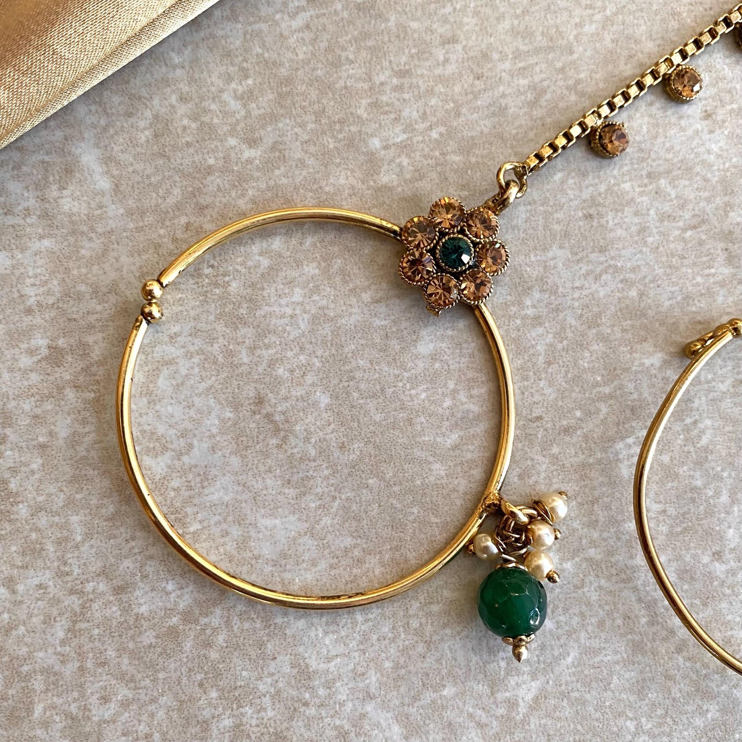 GREEN Non-Piercing Slide Type Nose Ring - Green/ Fashion Jewellery/ Gift for Women/Indian/Pakistani style/Nath/ Choose Style