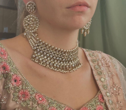 Clear/Pearl Choker/ Unique Style/ Indian/ Pakistani/Fashion Jewellery/ Gift for Women