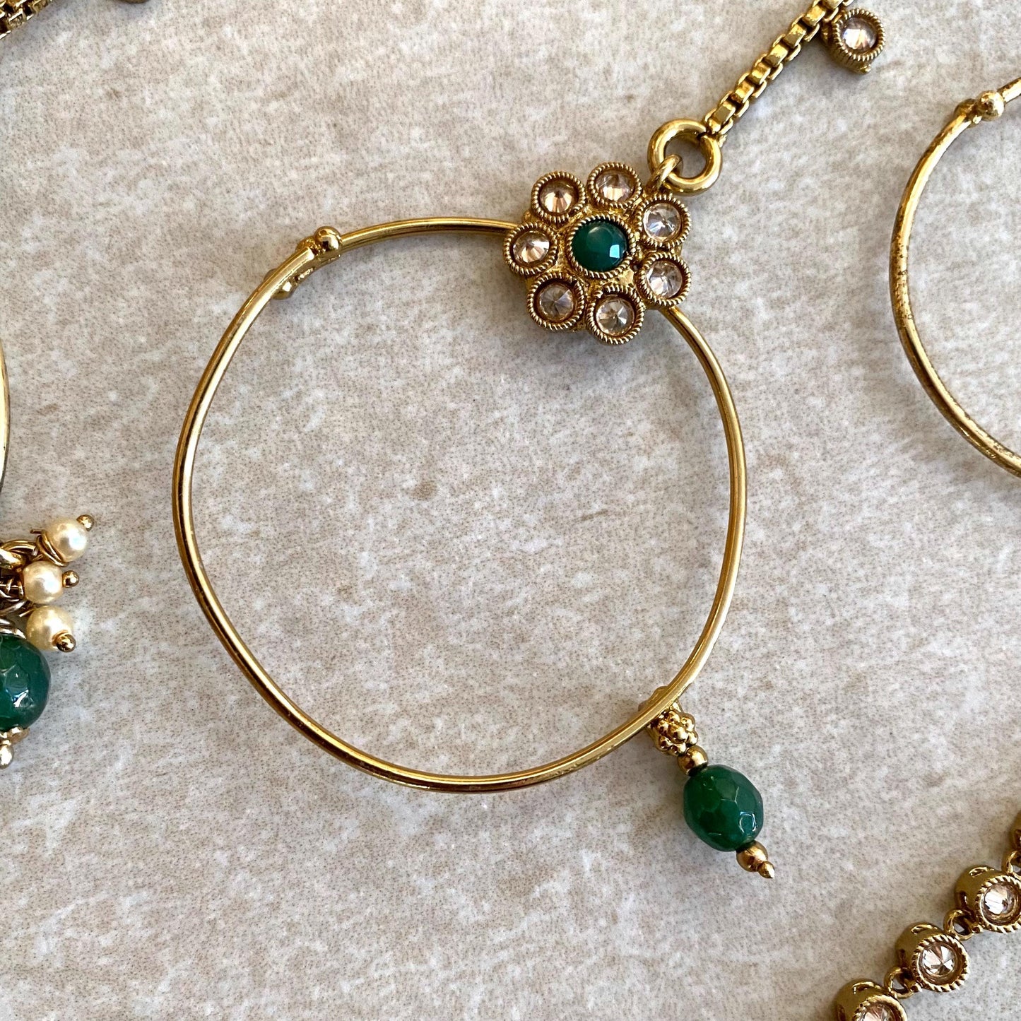 GREEN Non-Piercing Slide Type Nose Ring - Green/ Fashion Jewellery/ Gift for Women/Indian/Pakistani style/Nath/ Choose Style