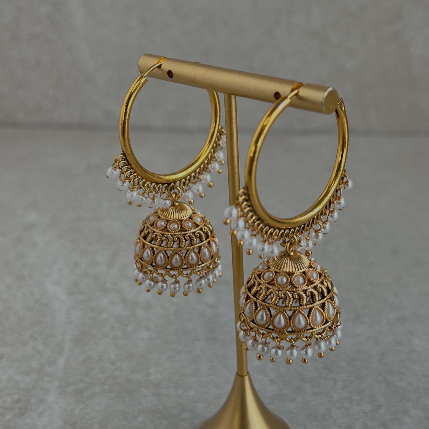 Pierced Gold Jhumki - Hoops Indian Style Earrings