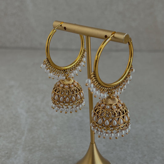 Pierced Gold Jhumki - Hoops Indian Style Earrings