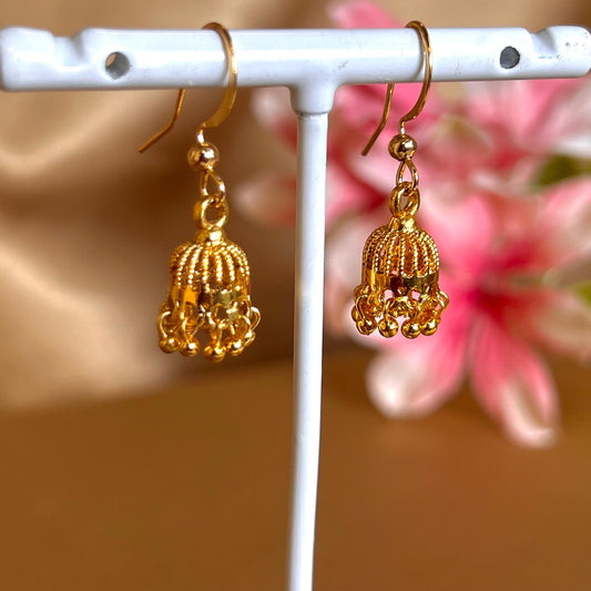 NEW! Trending Micro Jhumka! Bright Gold Extra Small Cute Earring/ Gift for Women/ Light Weight Indian/ Pakistani Style/Valentines gifts