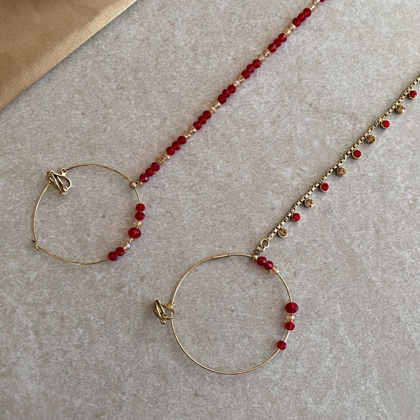 RED Clip on Non-Piercing Type Nose Ring - Green/ Fashion Jewellery/ Gift for Women/Indian/Pakistani style/Nath/ Choose Style