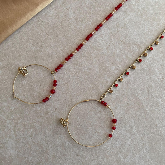 RED Clip on Non-Piercing Type Nose Ring - Green/ Fashion Jewellery/ Gift for Women/Indian/Pakistani style/Nath/ Choose Style