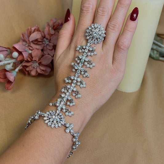 Silver Hand Harness/ Fashion Jewellery/ Gift for Women/Indian/Pakistani style /Haathphool/Hand Accessory