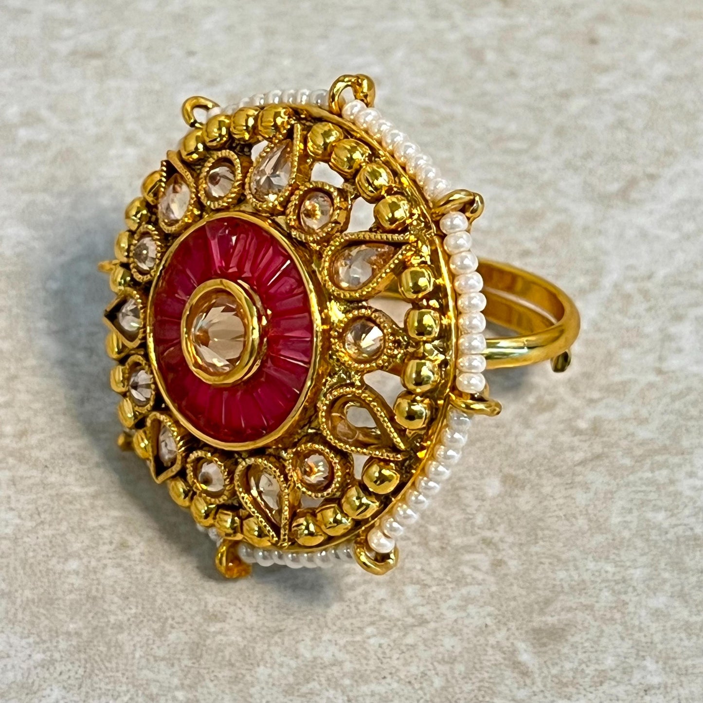 Medium Ring - White/ Fashion Jewellery/ Gift for Women/Indian/Pakistani style/ Slightly Imperfect/ Clearance