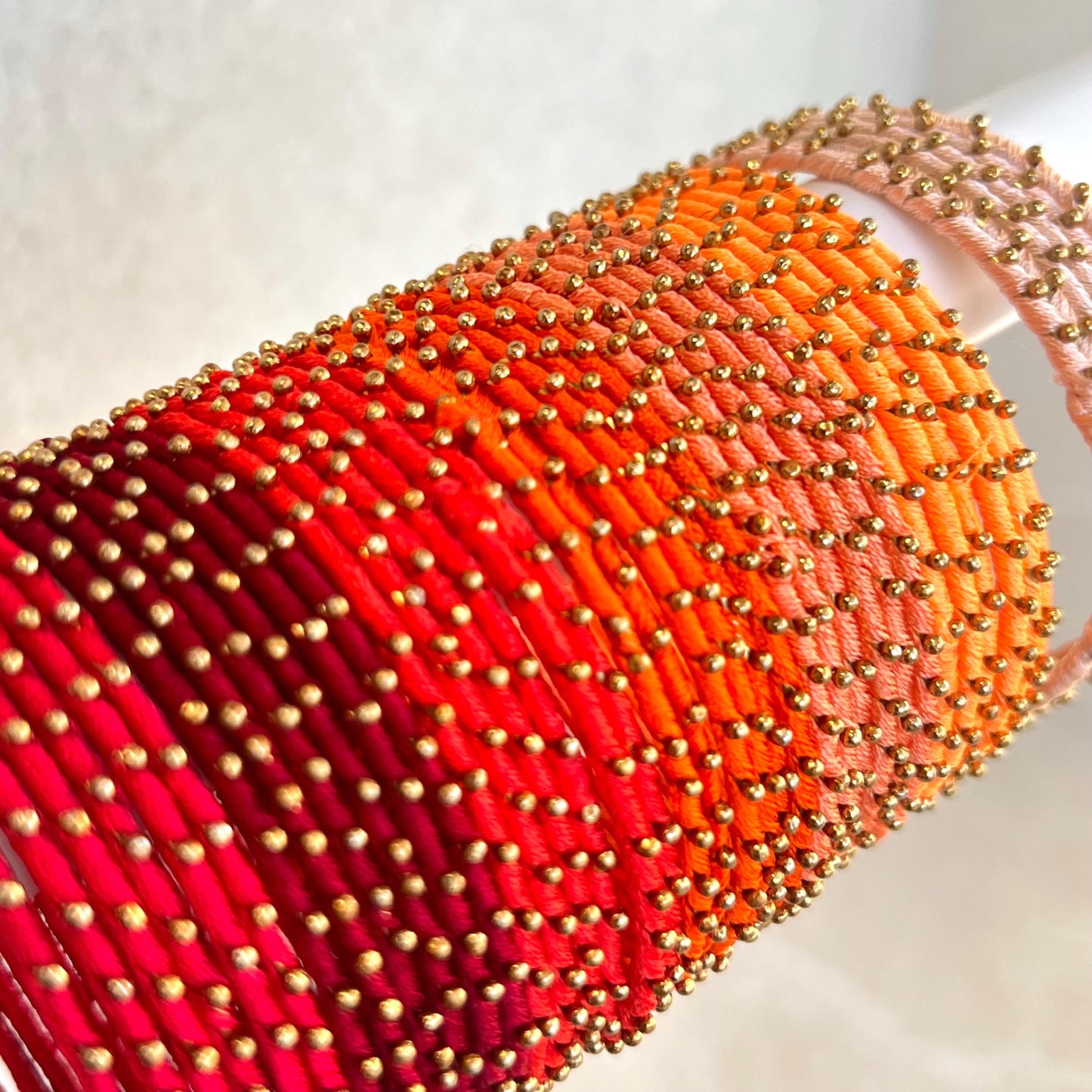 Red/ Orange Shades/Thread Coloured Bangle Block/ Collection/ Set/ Indian/ Pakistani Bangles/ 2.6 Small Bangles