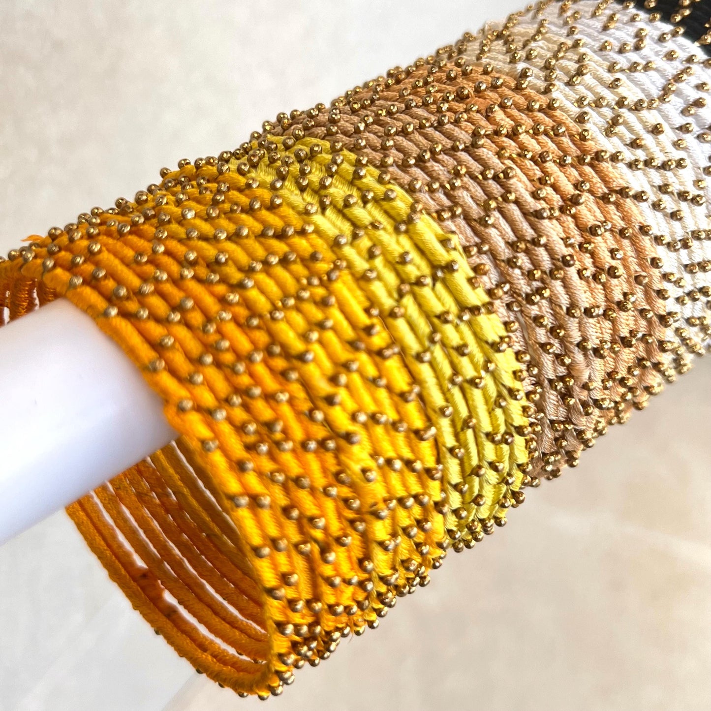 Yellow/ Black / White Shades/Thread Coloured Bangle Block/ Collection/ Set/ Indian/ Pakistani Bangles/ 2.6 Small Bangles