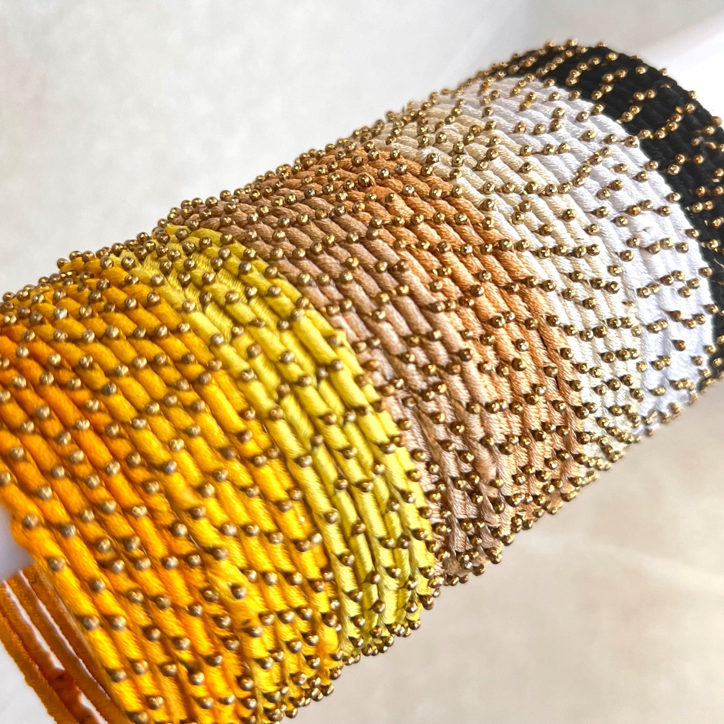 Yellow/ Black / White Shades/Thread Coloured Bangle Block/ Collection/ Set/ Indian/ Pakistani Bangles/ 2.6 Small Bangles