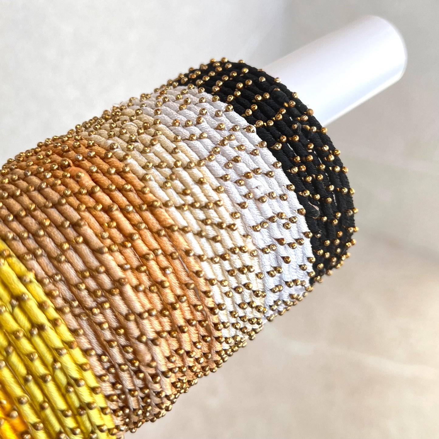 Yellow/ Black / White Shades/Thread Coloured Bangle Block/ Collection/ Set/ Indian/ Pakistani Bangles/ 2.6 Small Bangles