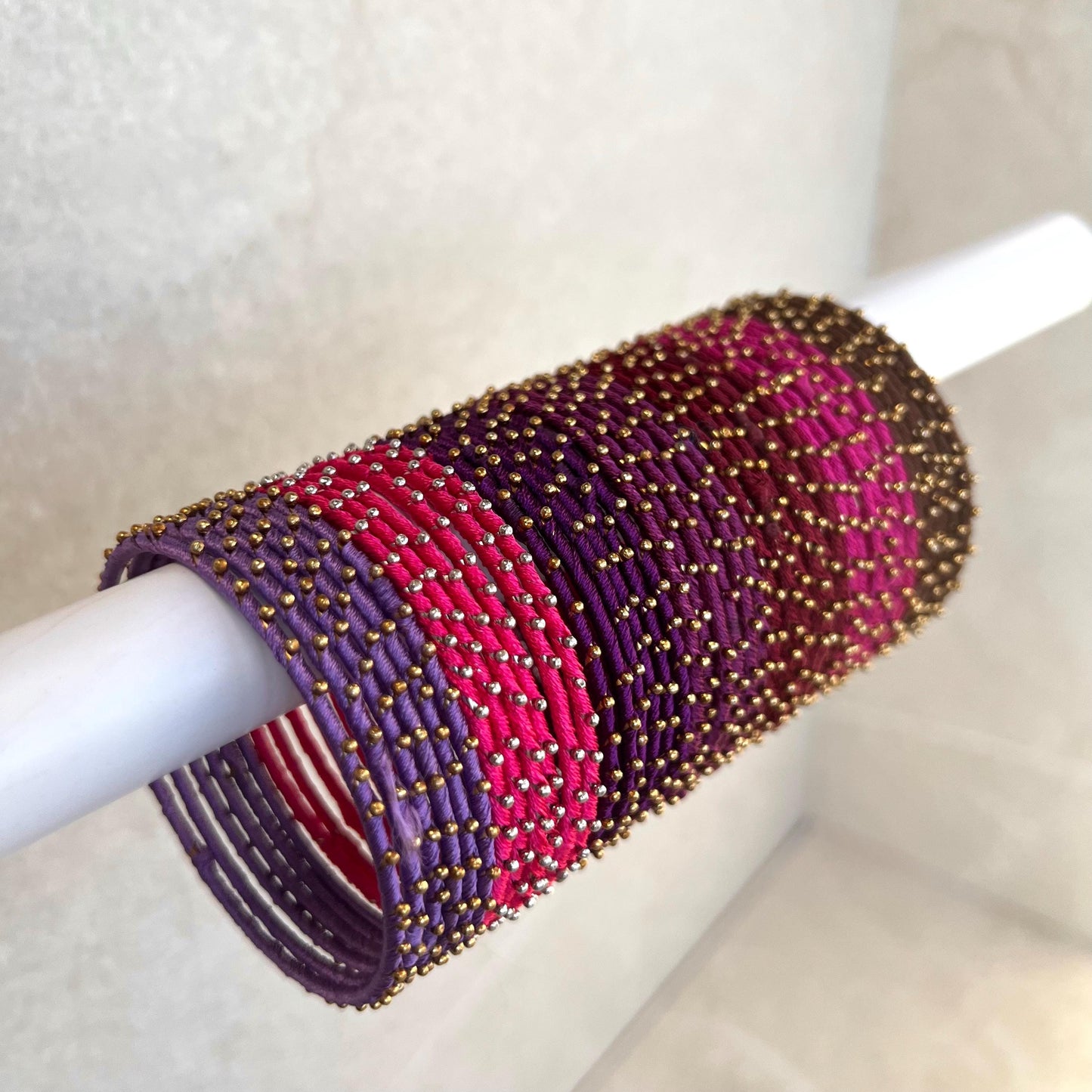 Purple Shades/Thread Coloured Bangle Block/ Collection/ Set/ Indian/ Pakistani Bangles/ 2.6 Small Bangles