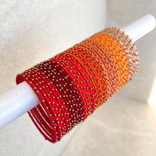 Red/ Orange Shades/Thread Coloured Bangle Block/ Collection/ Set/ Indian/ Pakistani Bangles/ 2.6 Small Bangles
