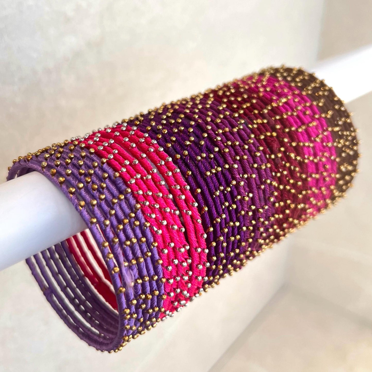 Purple Shades/Thread Coloured Bangle Block/ Collection/ Set/ Indian/ Pakistani Bangles/ 2.6 Small Bangles