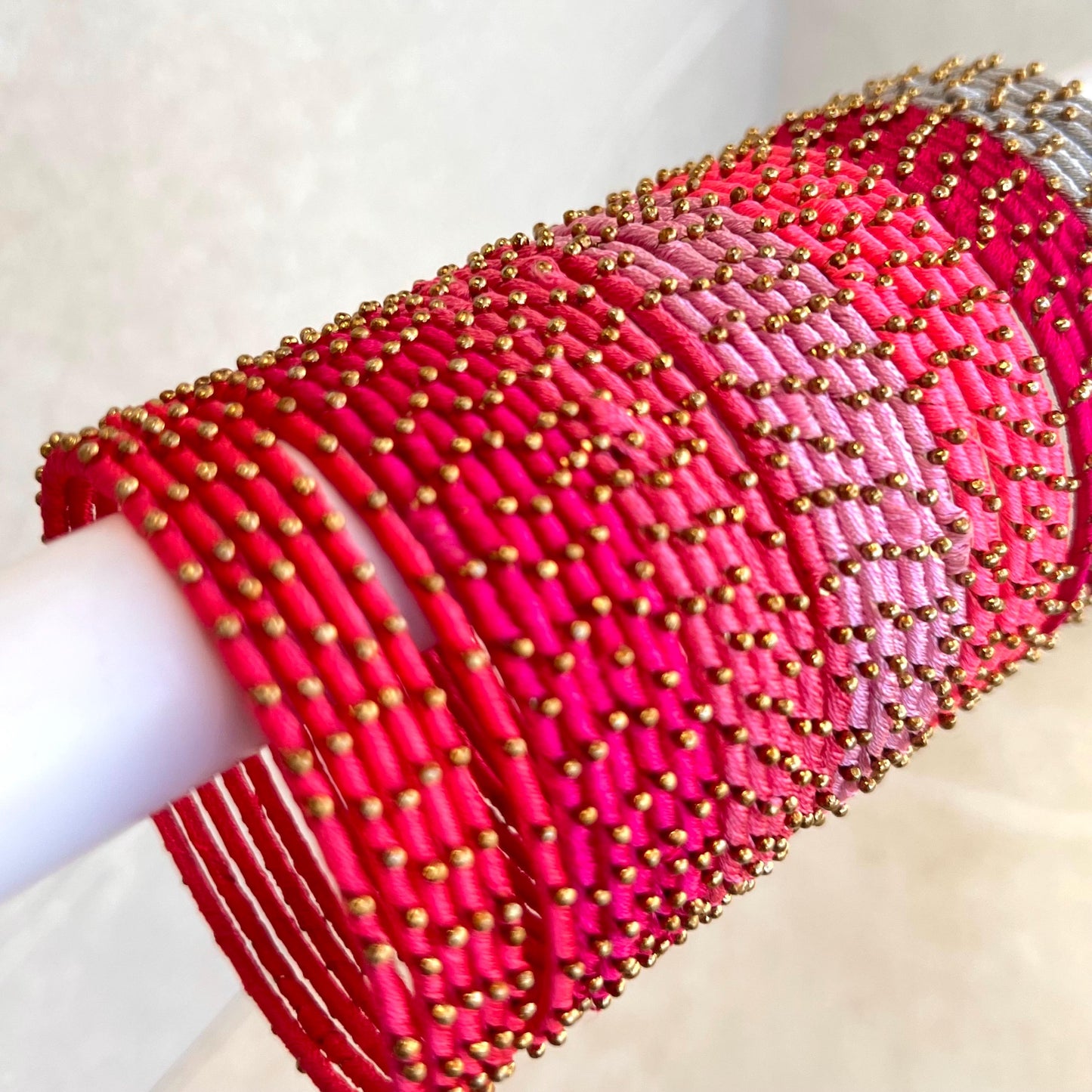 Pink/ Rose Shades/Thread Coloured Bangle Block/ Collection/ Set/ Indian/ Pakistani Bangles/ 2.6 Small Bangles