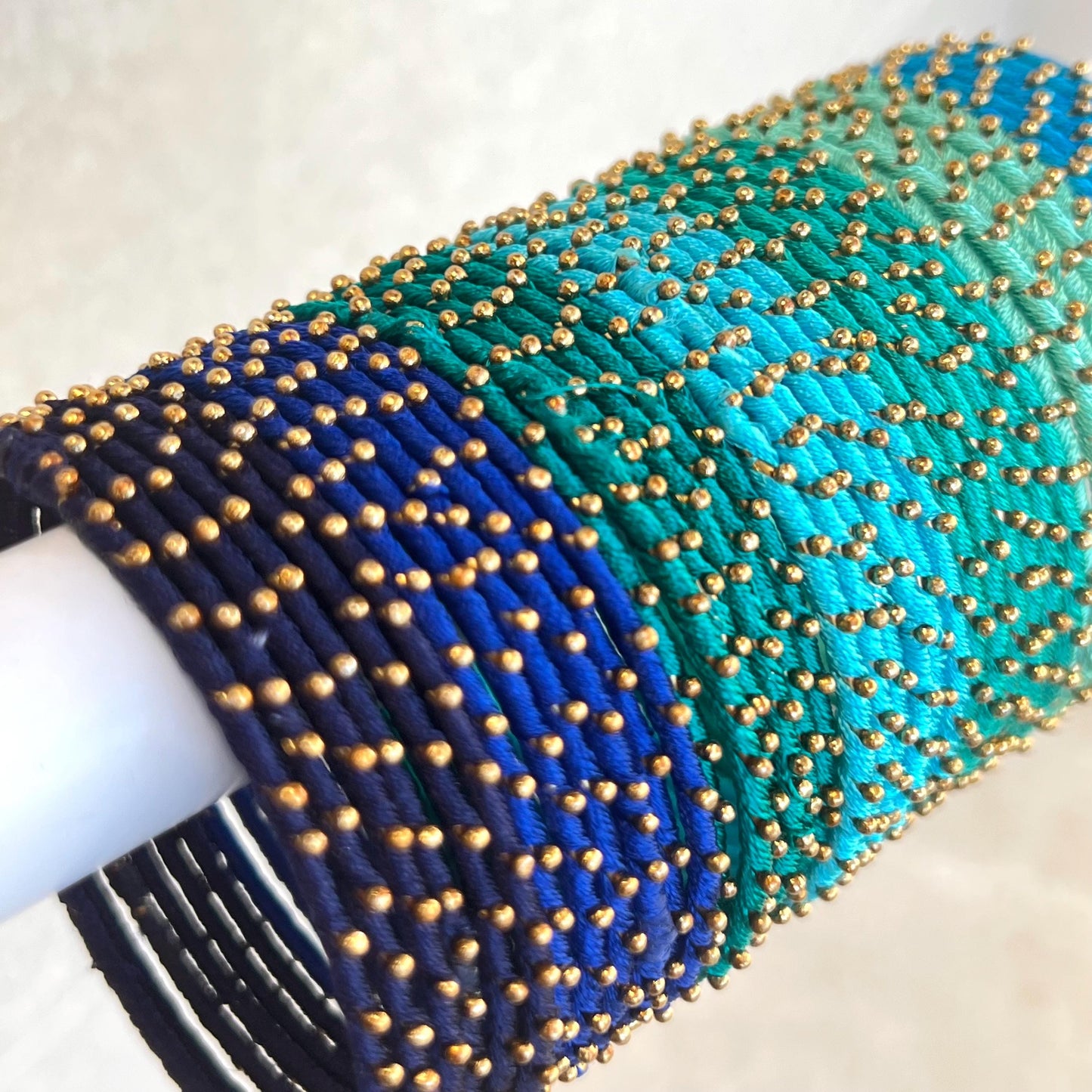 Blue/Teal/Turquoise Shades/Thread Coloured Bangle Block/ Collection/ Set/ Indian/ Pakistani Bangles/ 2.6 Small Bangles