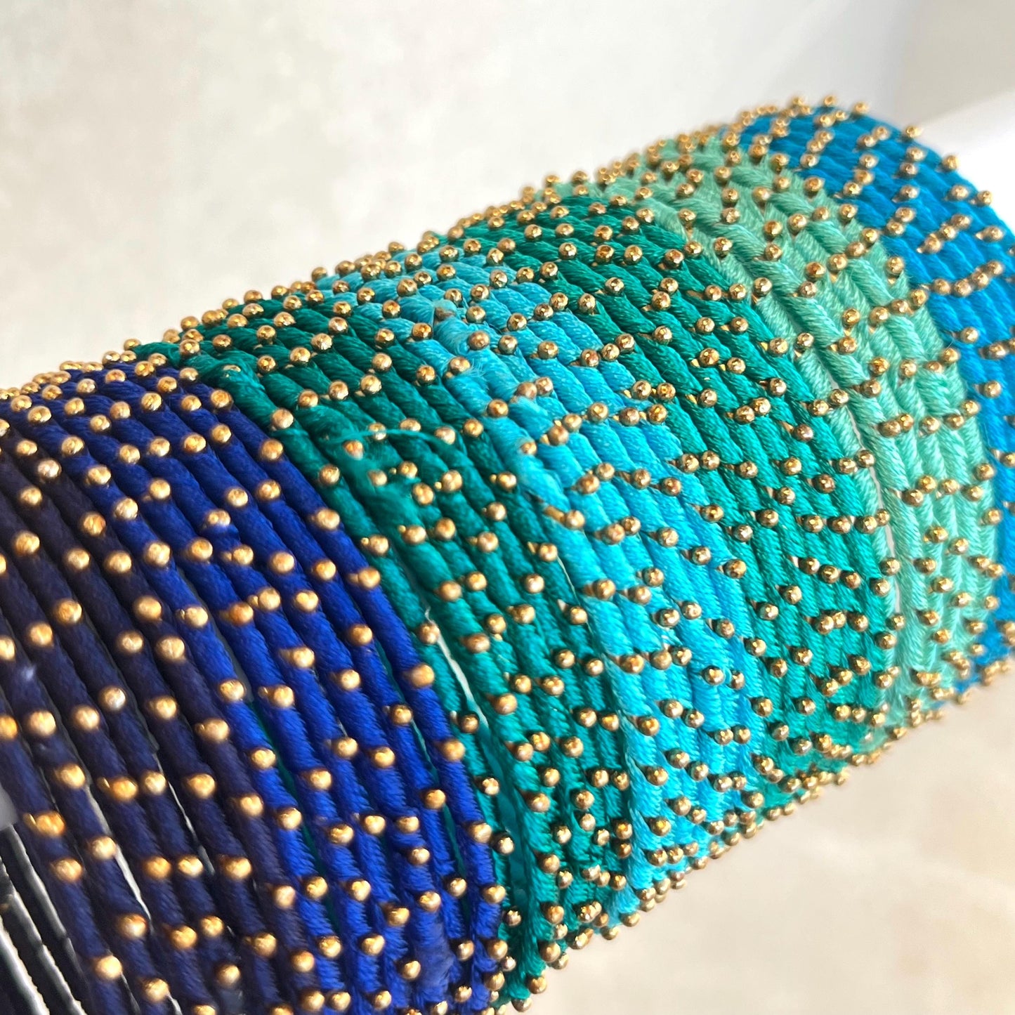 Blue/Teal/Turquoise Shades/Thread Coloured Bangle Block/ Collection/ Set/ Indian/ Pakistani Bangles/ 2.6 Small Bangles