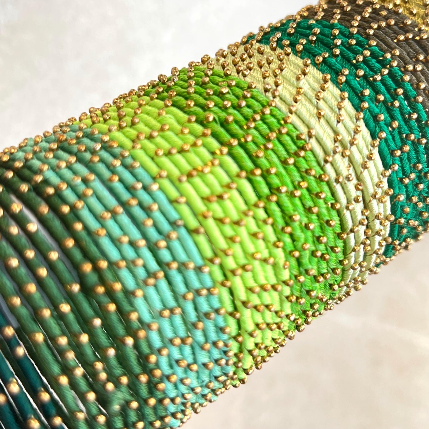 Green Light and Dark Shades/Thread Coloured Bangle Block/ Collection/ Set/ Indian/ Pakistani Bangles/ 2.6 Small Bangles